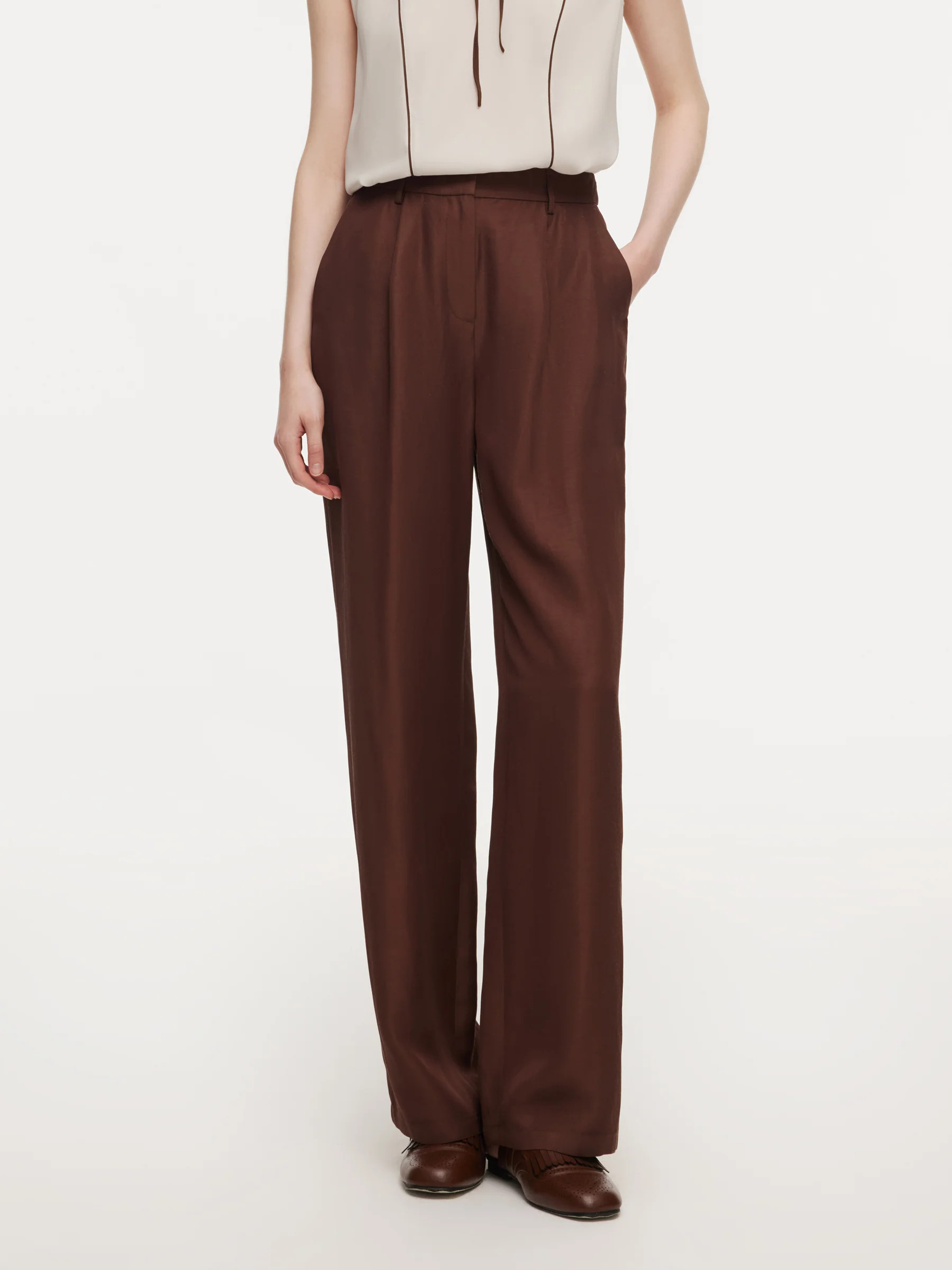 Tencel Acetate Linen Blend Women Pants | GOELIA