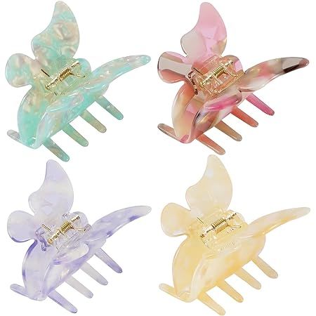 NAISIER Hair Claw Butterfly Tortoise Shell Hair Claw Clips Jaw Clips 2.3 inch Girls Butterfly Hai... | Amazon (US)