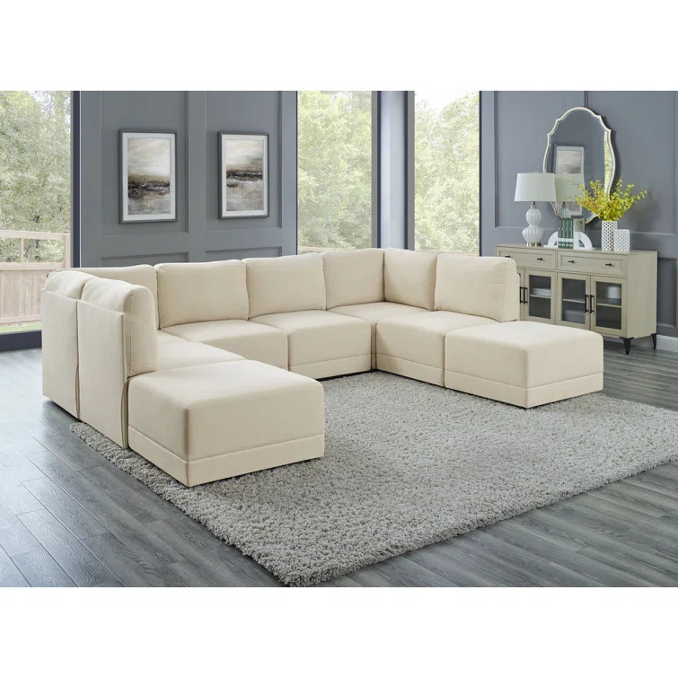 Rodrigue 116" Wide Symmetrical Modular Corner Sectional with Ottoman | Wayfair North America