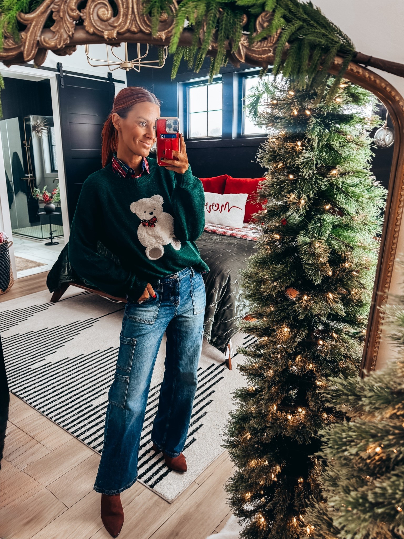 I interrupt all this red with the cutest green teddy bear sweater 😍 I got this one at @rossdressforless but I linked up some other cute ins as well! Happy Saturday!! 🎄

#LTKHoliday #LTKSeasonal #LTKSaleAlert