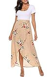 Maxi Dresses for Women Long Summer Boho Asymmetrical Patchwork Floral Maxi Dress,White Apricot,Large | Amazon (US)