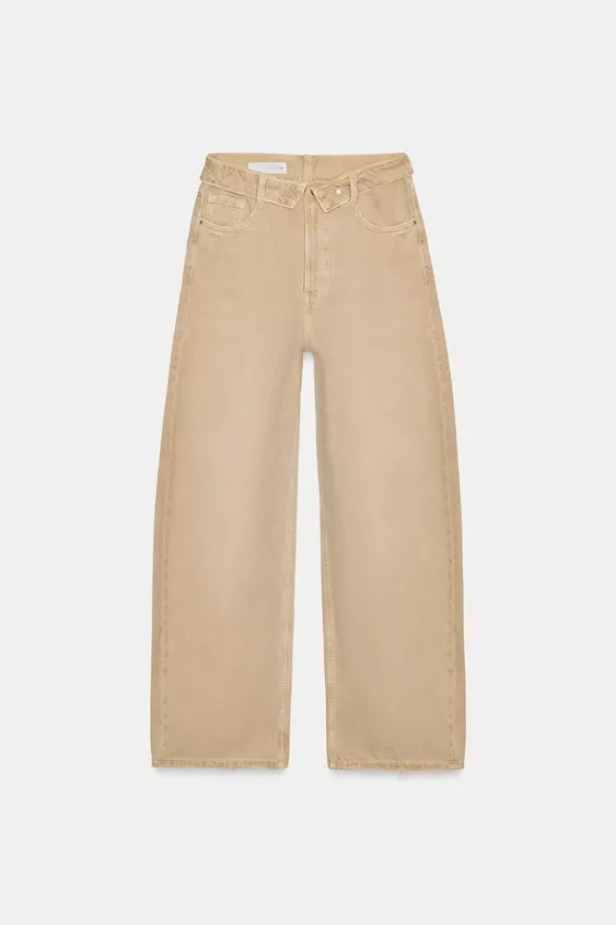 TRF MID-WAIST FOLDED WAIST JEANS | Zara UK