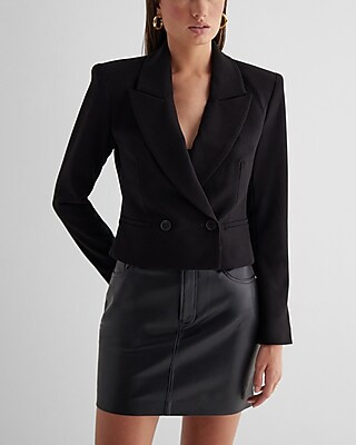 Stylist Peak Lapel Double Breasted Cropped Blazer | Express