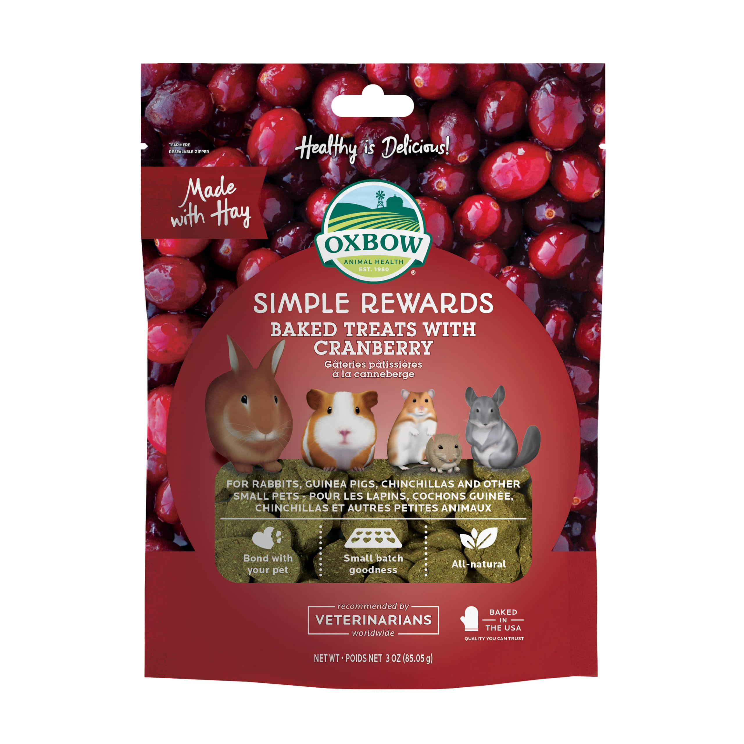 Oxbow Simple Rewards Baked Cranberry Treats, Rabbit & Guinea Pig Treats Made with Timothy Hay, He... | Amazon (US)
