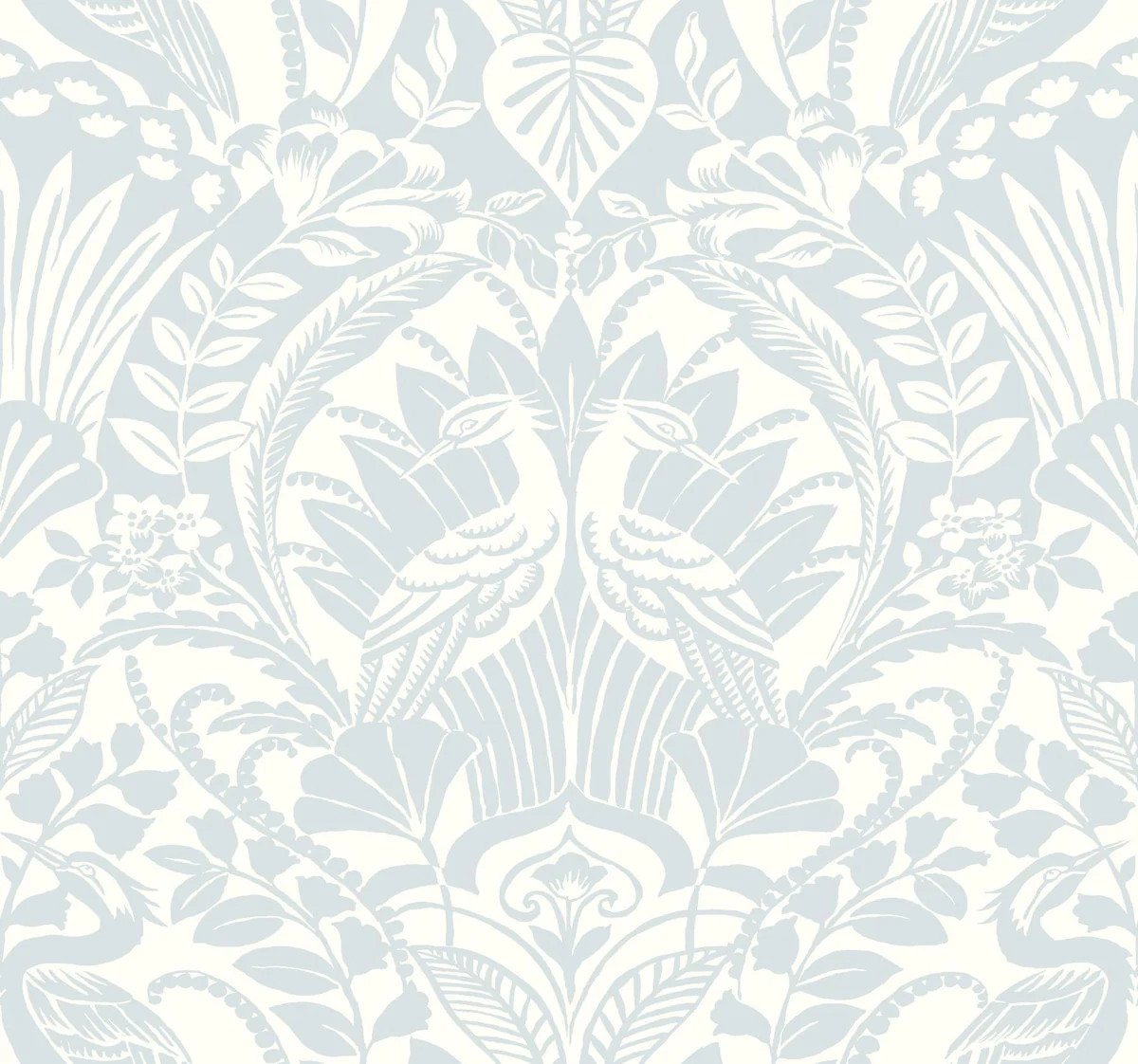 York Egret Damask Blue Wallpaper | DecoratorsBest
