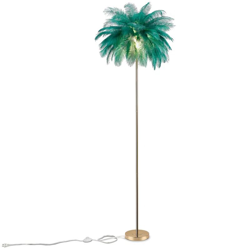 Lismore 63'' Brass LED Novelty Floor Lamp with Outlet | Wayfair North America