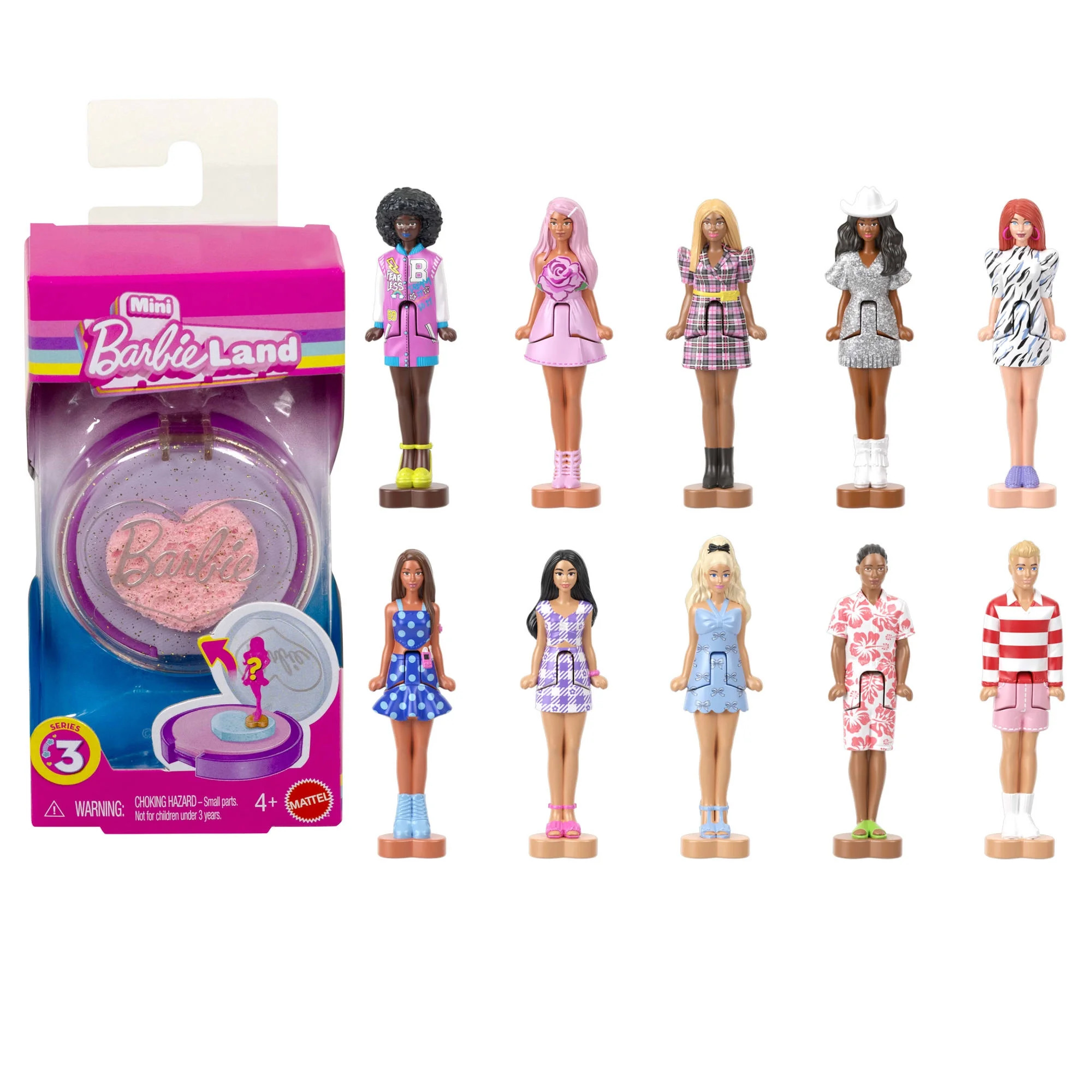 Barbie Mini Barbie Land Fashionistas Dolls, 1.5-inch Dolls in Blush Compact, Surprise Reveal (Sty... | Walmart (US)