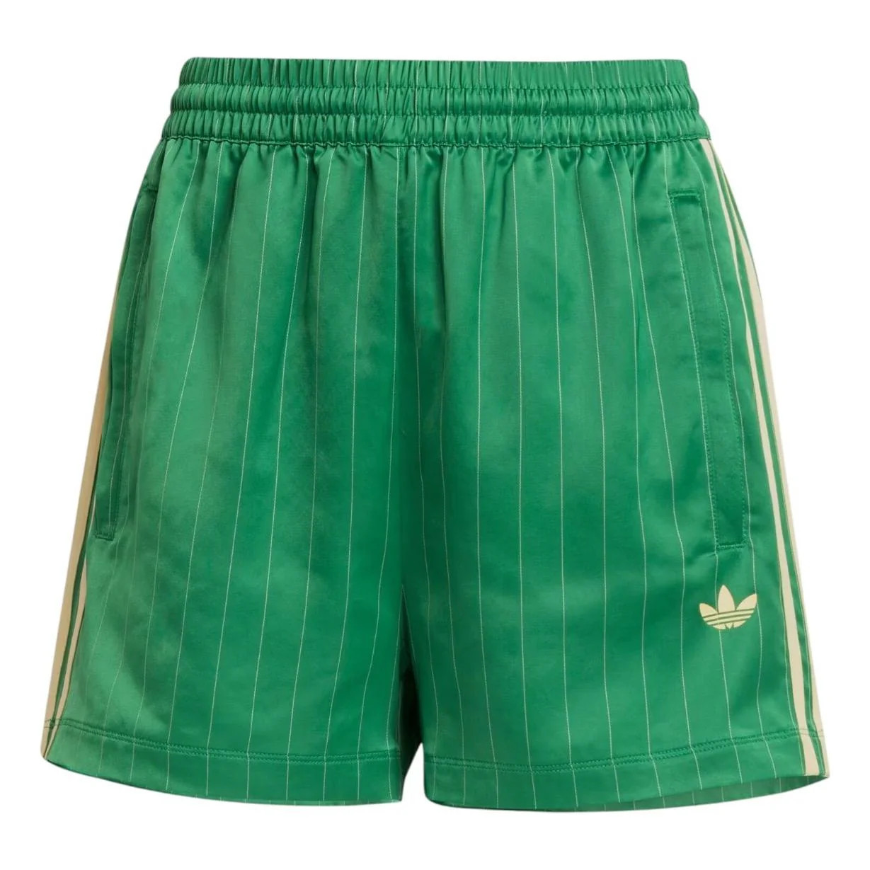 adidas(WMNS) adidas Pinstripe Satin Shorts Asia Sizing 'Green' | KICKS CREW