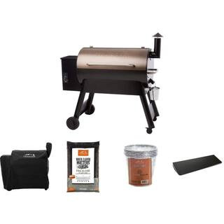 Traeger Pro Series 34 Pellet Grill and Smoker in Bronze with Shelf, Cover, Pellets and Bucket Lin... | The Home Depot