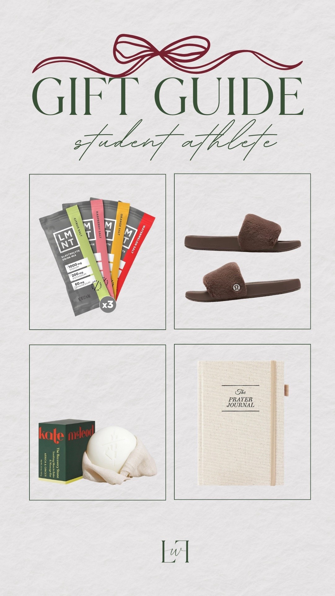 Gifts they'll actually use b Whether they're running between classes, practice, lifts, or game days - these student athlete picks are practical, cozy, and performance-approved. Perfect for the busy athlete in your life! 

Life with loverly, student athlete gifts, college athlete gifts, LMNT electrolytes, lululemon slides, recovery gifts, wellness gifts, prayer journal, mental health gifts, athlete stocking stuffers, gifts for runners,
gym gifts

#LTKfitnessgoals #LTKGiftGuide #LTKHoliday