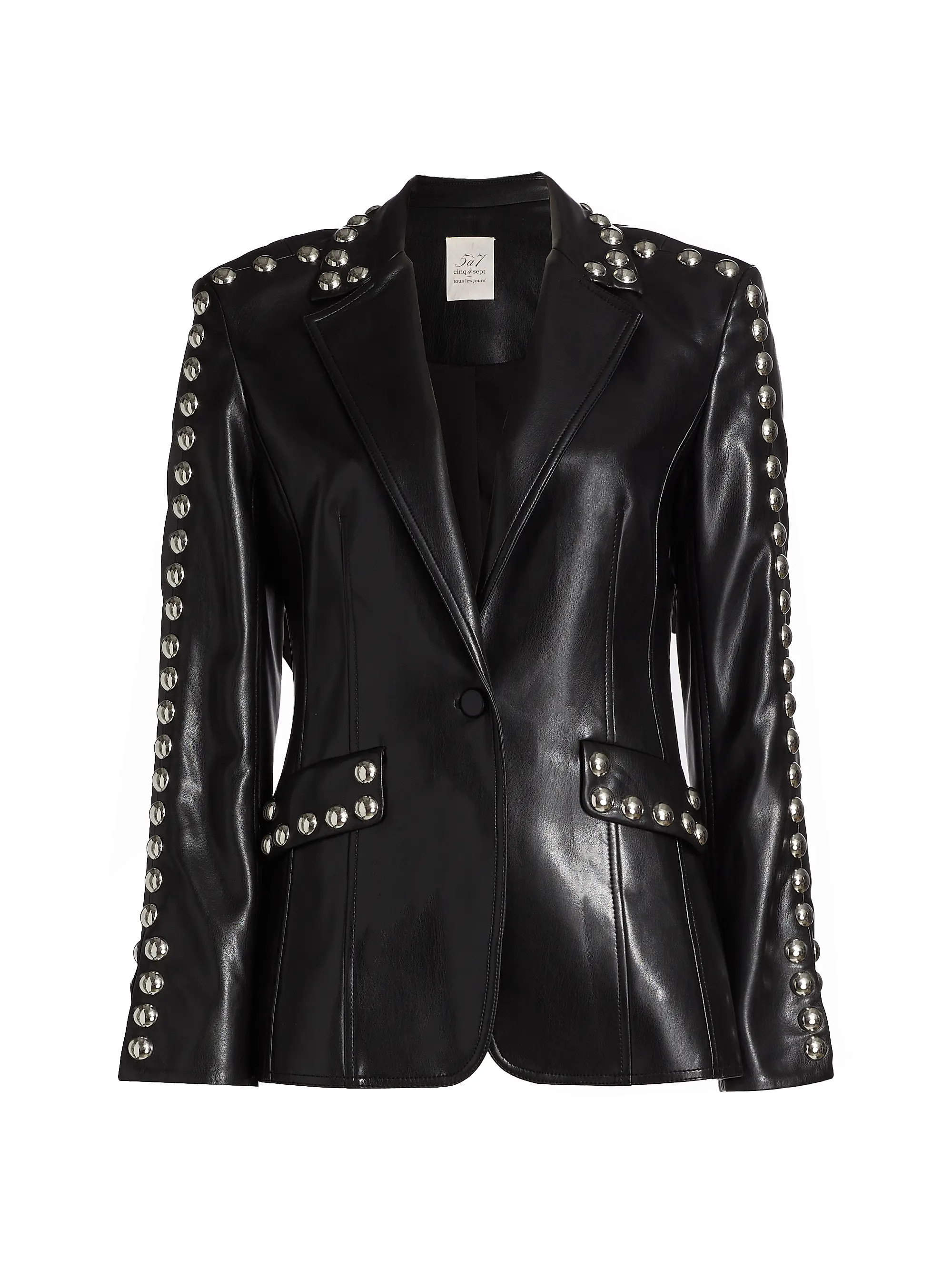 Studded Milly Vegan Leather Jacket | Saks Fifth Avenue
