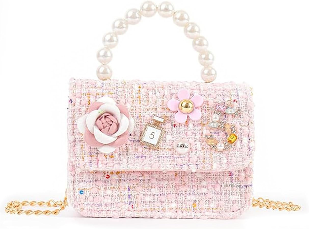Girls Princess Bunny Purses Cute Crown Crossbody Bag Handbag with Pearl Handle for girls | Amazon (US)