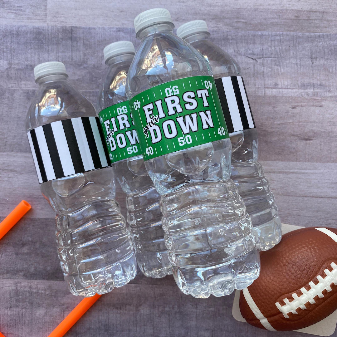 First Year Down, Football Themed, Referee Water Bottle or Apple Juice Labels SET of 12 - Etsy | Etsy (US)