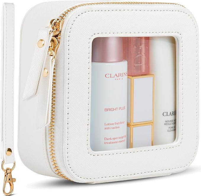 Clear Makeup Bag | Mini Makeup Bag | Small Makeup Bag/Small Cosmetic Bag for Purse | Cute Leather... | Amazon (US)