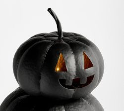 Lit Stacked Hammered Jack O'Lantern | Pottery Barn (US)