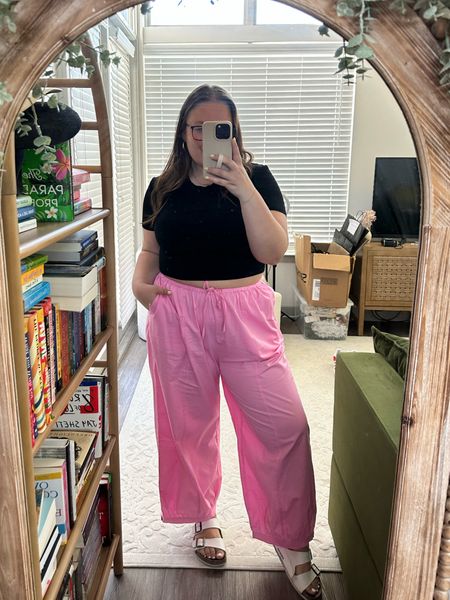 Casual summer ootd - super soft ribbed plus size baby tee and the perfect lightweight pants for summer! Size 1X top and large bottoms! 

#LTKStyleTip #LTKPlusSize #LTKFindsUnder50