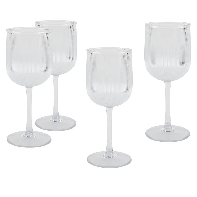 Better Homes & Gardens 4-Piece Clear Ribbed Tritan Wine Glass Set | Walmart (US)