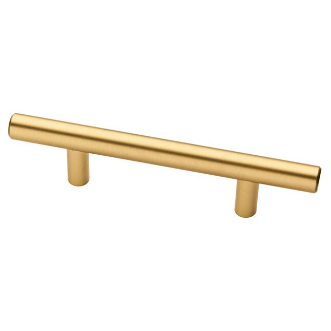 Brainerd  Bar 3-in Center to Center Brushed Brass Cylindrical Bar Drawer Pulls | Lowe's
