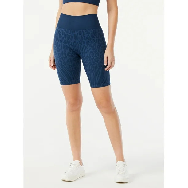 Sofia Active by Sofia Vergara Women's Seamless High Waisted Animal Print Bike Shorts - Walmart.co... | Walmart (US)