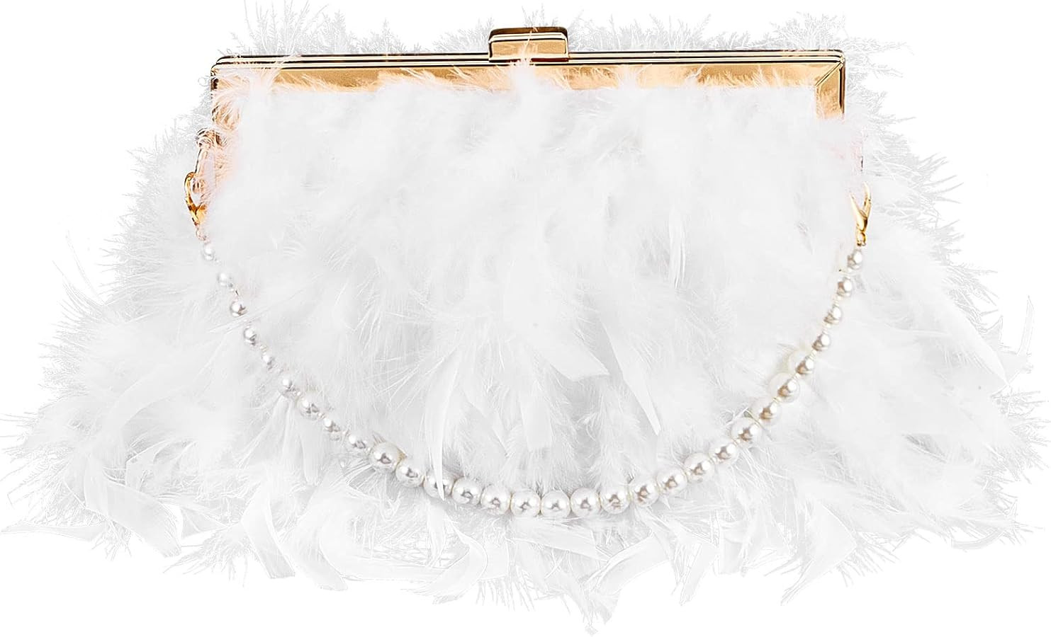 Amylove Feather Clutch Purses for Women, Evening Bags Furry Purse with 2 Chains for Wedding Bride... | Amazon (US)