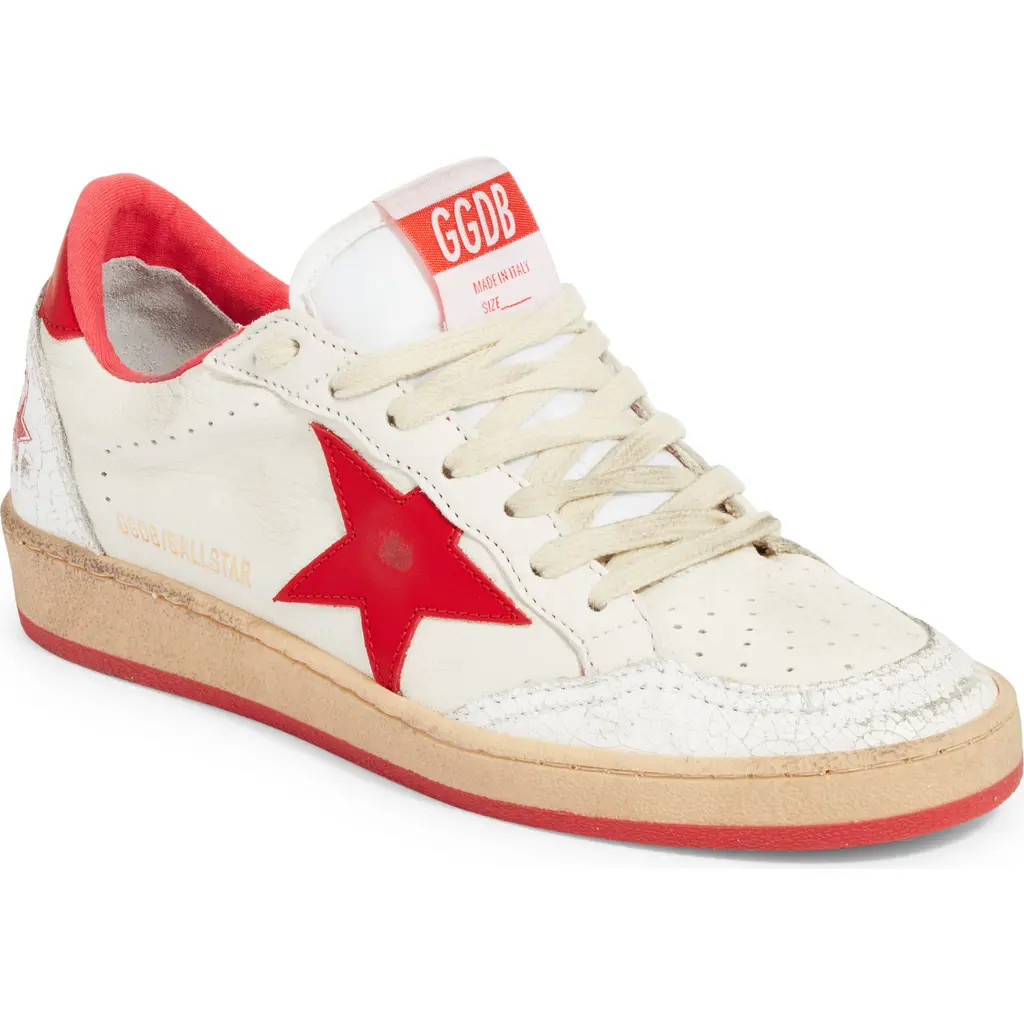 Golden Goose Ball Star Sneaker in White/Strawberry Red at Nordstrom, Size 8Us | Nordstrom