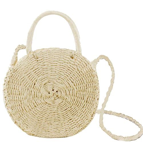 Donalworld Women Beach Bag Round Straw Crochet Shoulder Summer Bag Purse | Amazon (US)