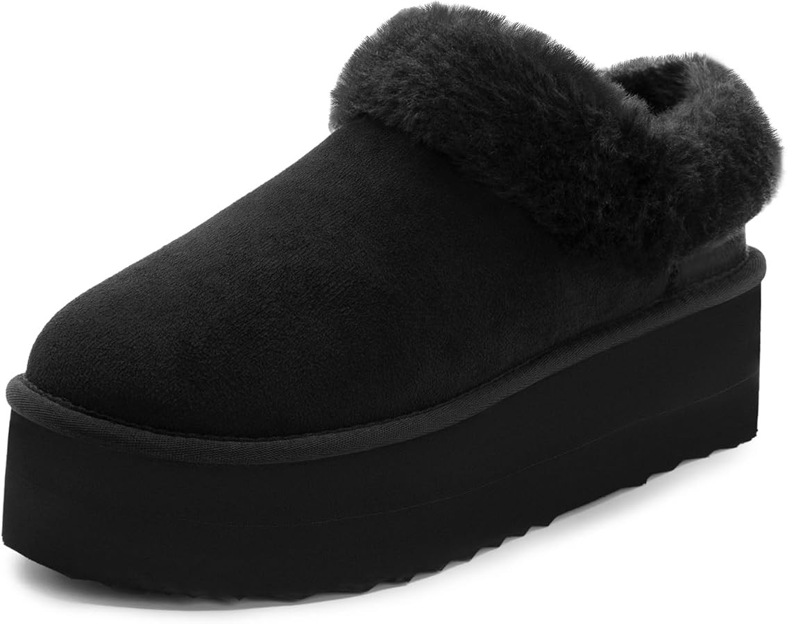 Athlefit Platform Slippers For Women Fluffy House Slippers For Indoor And Outdoor Short Ankle Boo... | Amazon (US)