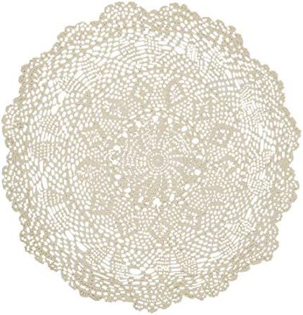 kilofly Handmade Crochet Cotton Lace Table Sofa Doily, Waterlily, Beige, 22 inch | Amazon (US)