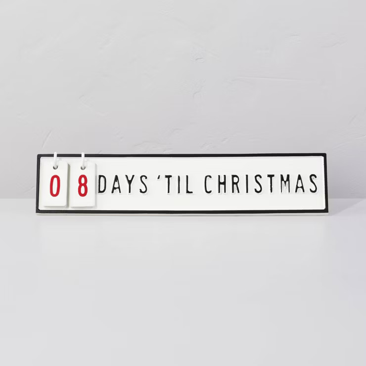 4"x18" Christmas Countdown Tabletop Calendar Cream/Black - Hearth & Hand™ with ... | Target