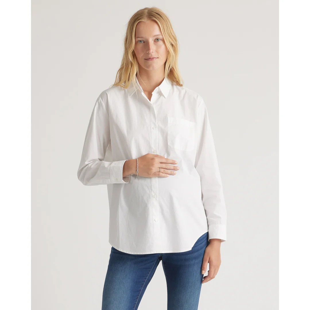 Organic Cotton Poplin Maternity & Nursing Button-Down Shirt | Quince