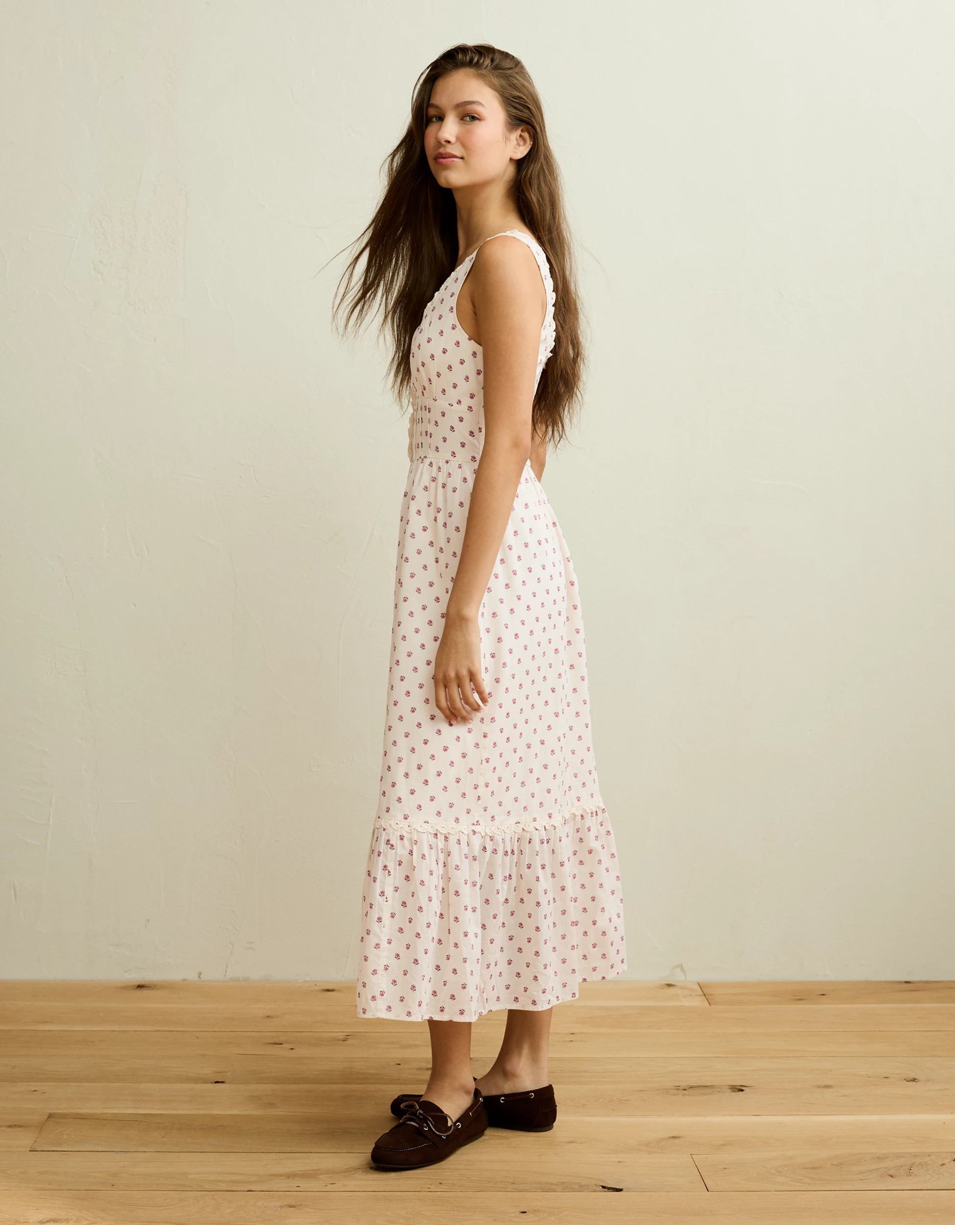 AE Catie Corset Midi Dress | American Eagle Outfitters (US & CA)