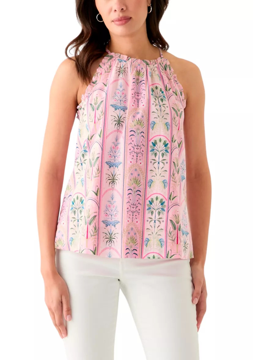 Women's Sleeveless Printed Ruffle Halter Top | Belk