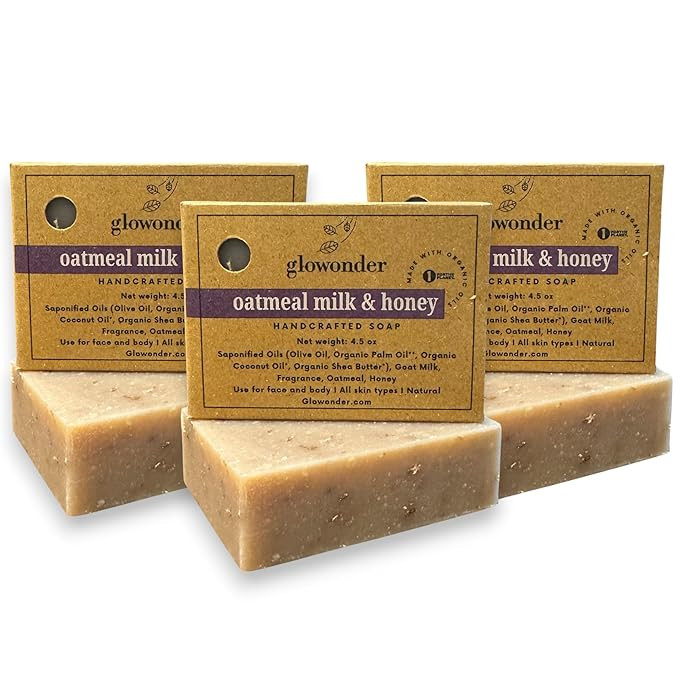 3 Pack Oatmeal Milk & Honey Handmade Organic Bar Soap for Face and Body - Moisturizing, All-Natur... | Amazon (US)