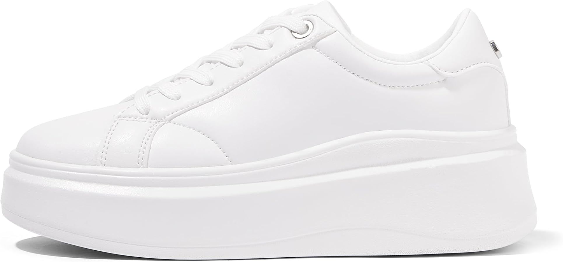 LUCKY STEP Women's Platform Fashion Sneakers Faux Leather Classic Tennis Shoes Low Top Casual Wal... | Amazon (US)