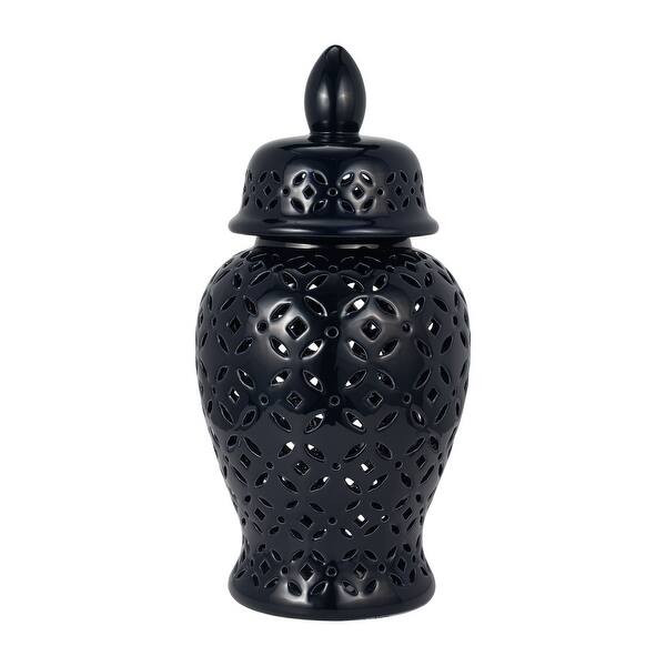 Sagebrook Home Neutral Ceramic Temple Ginger Jar - Blue - 11" x 11" x 24" | Bed Bath & Beyond