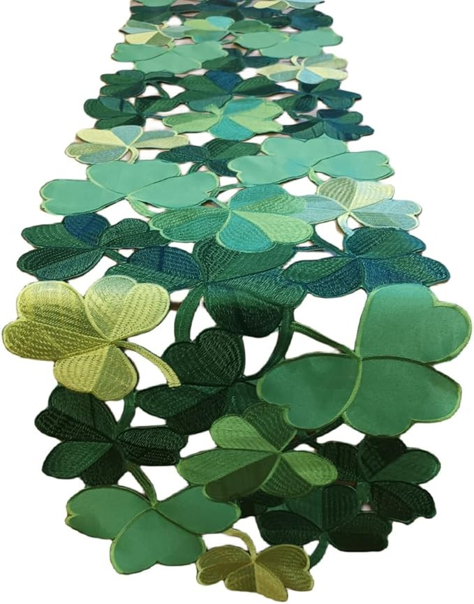 St. Patrick's Day Irish Shamrock Table Runner, Embroidered Cutouts for Family Dining Spring Party... | Amazon (US)
