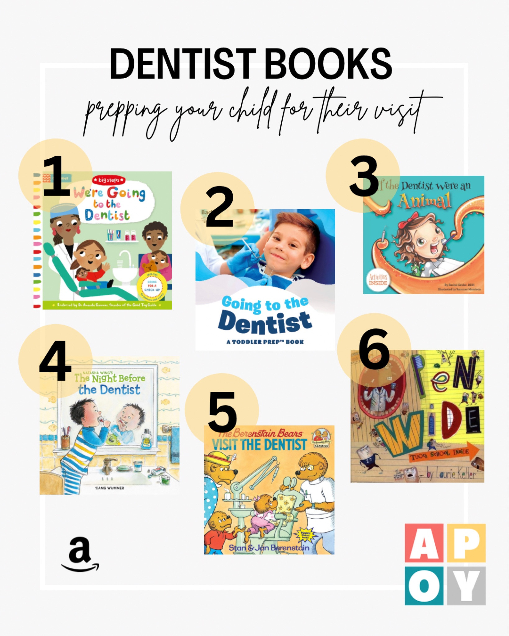 Recommended children’s book for toddlers, preschoolers, and big kids all about going to the dentist and focused on prepping your young child for their first visit. Read these books to help reduce the anxiety and fear that is sometimes associated with the dentist and teeth cleaning all while learning about dental hygiene!

#LTKkids #LTKfamily #LTKFind
