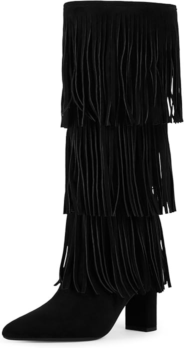 Modatope Knee High Boots Women Fold Over Knee High Boots Chunky High Heels Long Boots Zipper Poin... | Amazon (US)