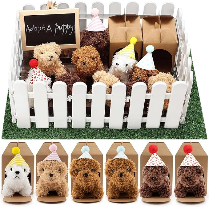 90Pcs Adopt A Puppy Party Favors Mini Plush Stuffed Animals Set Includes 24 Mini Dogs Birthday Ha... | Amazon (US)