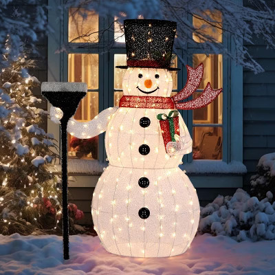 VINGLI 5FT Outdoor Snowman Christmas Decorations, Lighted Outdoor Snowman w/200 LED Lights,Indoor, Yard, Outside Xmas Decor | Target