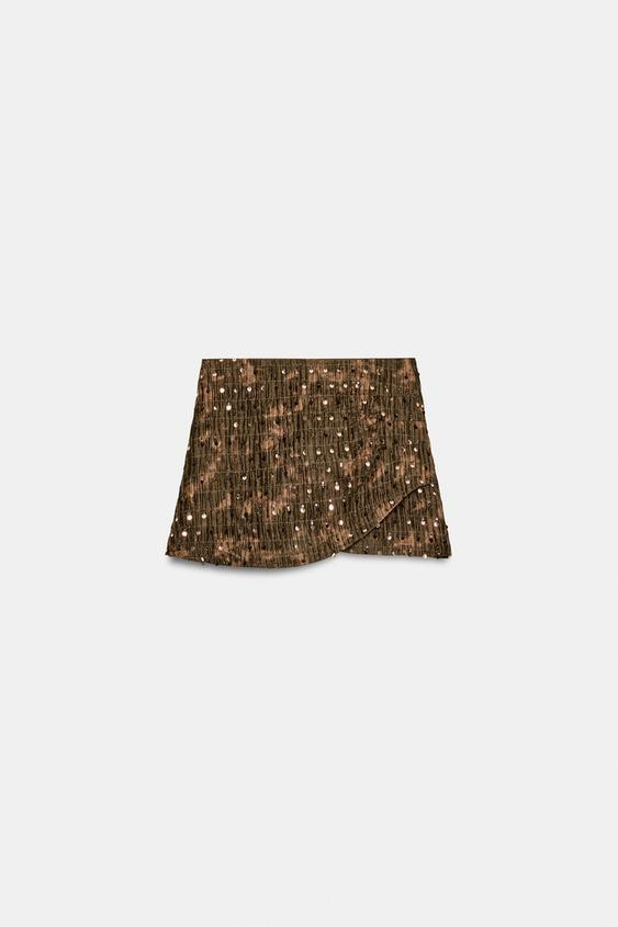 SEQUIN WRAP SKORT | Zara US