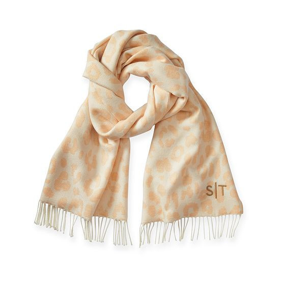 Leopard Blanket Scarf with Fringe, Blush | Mark and Graham