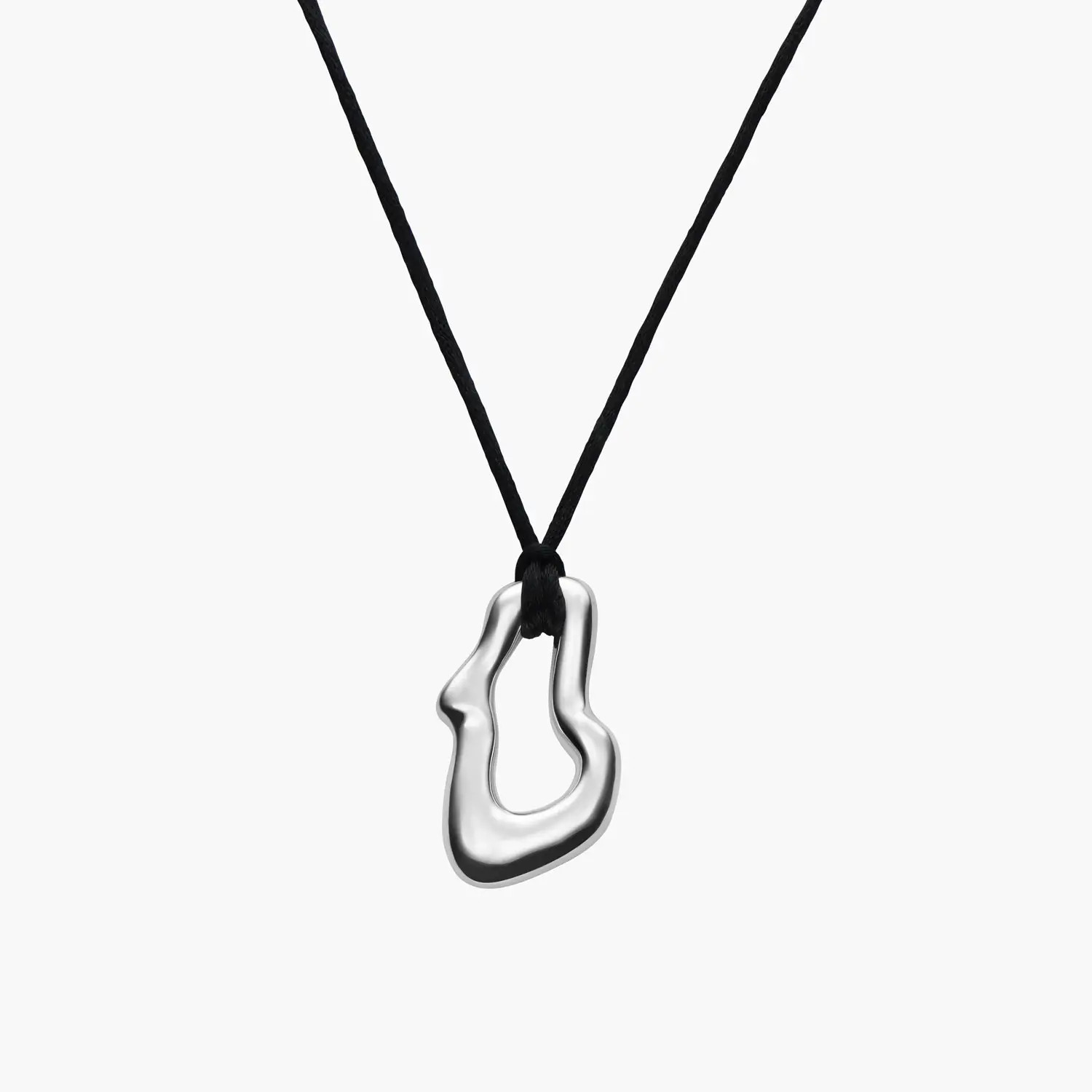 Dome Wavy Pendant with Black Cord-  Silver Plated | Oak & Luna (US)