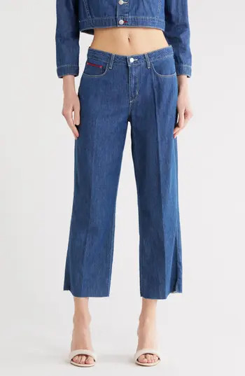 L'AGENCE Wanda High Waist Raw Hem Crop Wide Leg Jeans in Spokane at Nordstrom Rack, Size 26 | Nordstrom Rack