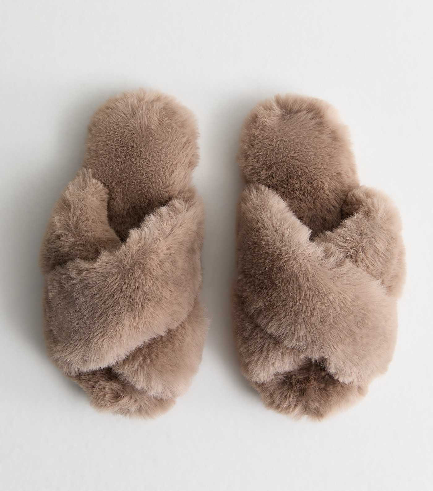 Brown Crossover Faux Fur Mule Slippers | New Look | New Look (UK)