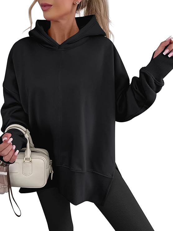 ANRABESS Womens Oversized Hoodies Long Sleeve Fleece Side Slit Hooded Sweatshirts Pullover 2026 F... | Amazon (US)