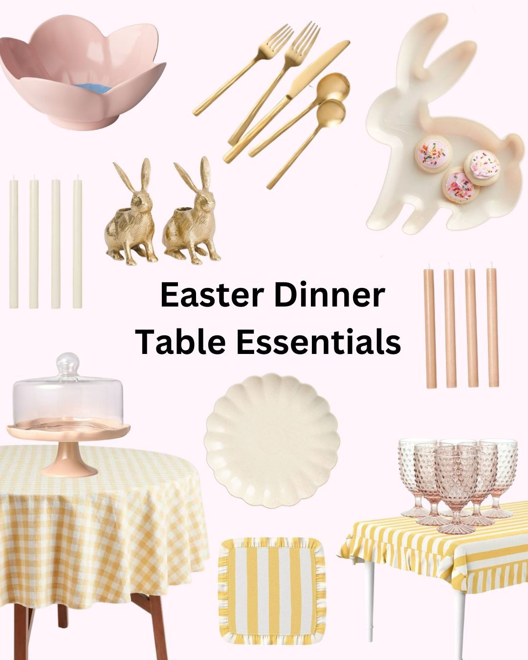 Hosting for Easter Dinner this year? Elevate your table with a gorgeous Easter tablecloth, classic taper candles and bunny candle holders, gold silverware, scalloped plates, hobnail glasses and more! An incredible aspect of Spring Tables is how versatile most pieces are - you can use them all season long and throughout the year! Adding a pretty dessert or cake stand is the cherry on top of a beautifully classic Easter Tablescape. And remember, the most important part of your Easter Dinner is the company around your table! 🐰 

Easter Table
Spring Table
Bunny Tray
Spring Tablecloths
Easter Tablecloths
Spring Candles

#LTKSeasonal #LTKFindsUnder50 #LTKHome