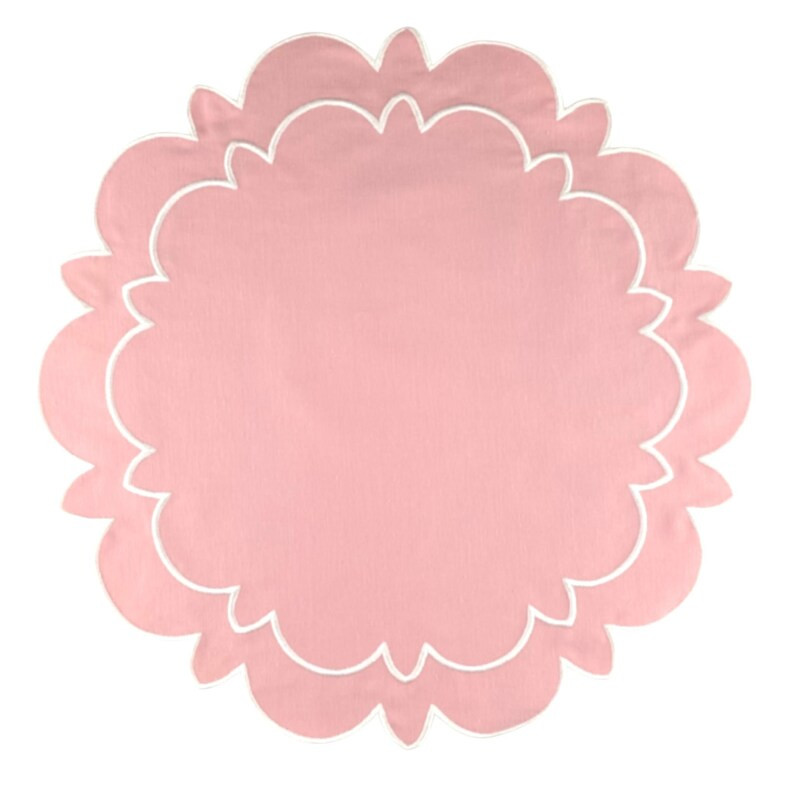 Placemat Embroidered  Pink Luxury , Double White Embroidered Trim,  Round, Embroidered Placemat, ... | Etsy (US)