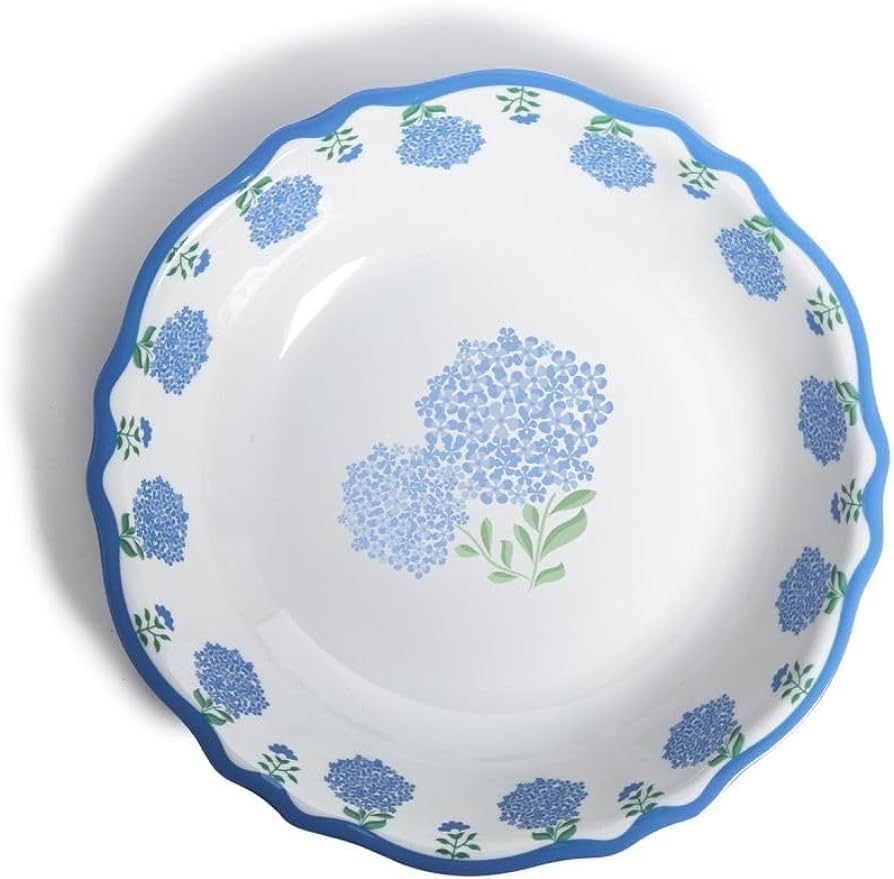 Two's Company Unbreakable Hydrangea Melamine Bowl, 13.75" Lightweight Soup Cereal Salad Pasta Dis... | Amazon (US)