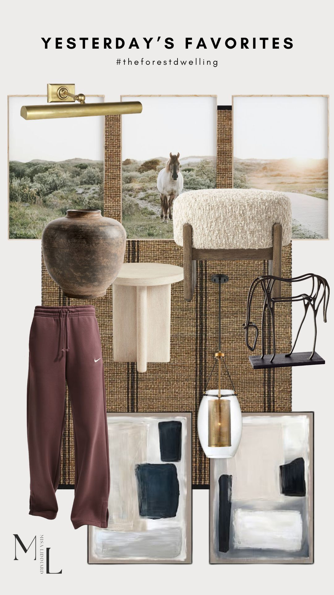 Yesterday's faves! The upholstered stools were such a goof find. The quality is amazing. The horse prints look perfect in the floating wood frames. The natural tan that I have was sold out, but the other colors are stunning! The Phoenix sweats fit so well. Love that they are high waisted. 

 #LTKdayinmylife #LTKHome